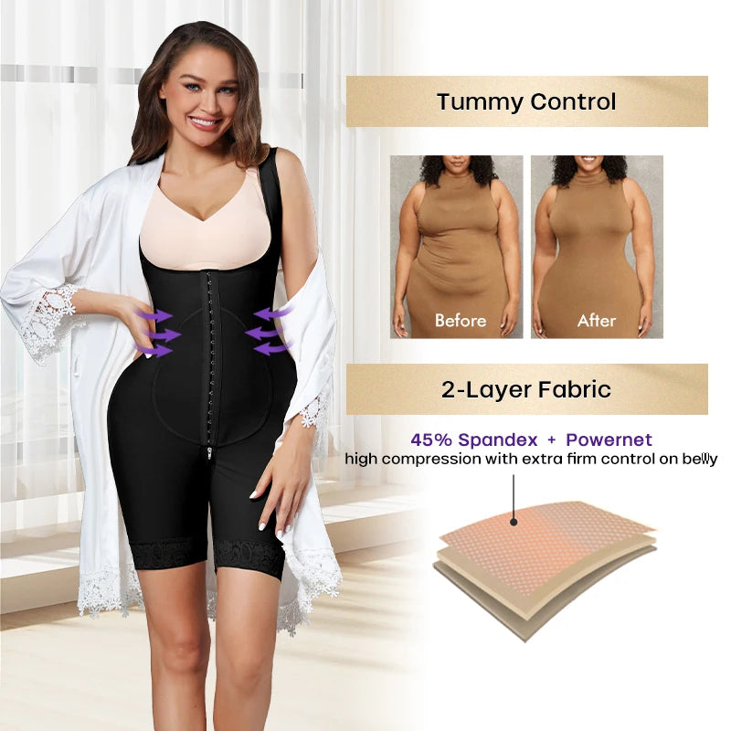 Double-Layer Spandex for Faja Full Body Shapewear Adjustable Compression Garment for Stage 2 Recovery Breathable Post Surgery