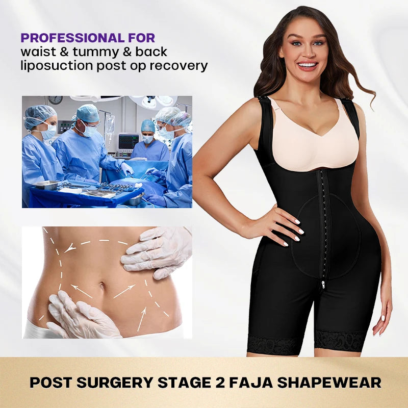 Double-Layer Spandex for Faja Full Body Shapewear Adjustable Compression Garment for Stage 2 Recovery Breathable Post Surgery