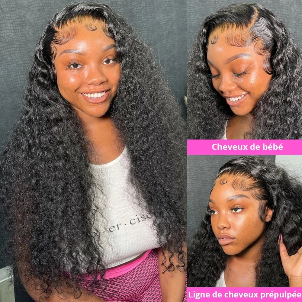Water Wave Lace Front Human Hair Wigs Brazilian Deep Wave 360 HD Lace Frontal Wig Curly Human Hair Wigs For Women PrePlucked