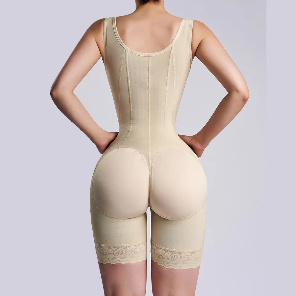 Hourglass Shapewear Mid-Leg Adjustable Hook and Eye Bodysuit High Compression Faja Colombianas Tummy Control Underwear