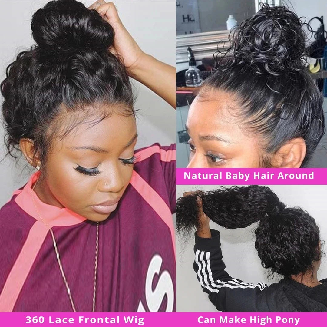 Water Wave Lace Front Human Hair Wigs Brazilian Deep Wave 360 HD Lace Frontal Wig Curly Human Hair Wigs For Women PrePlucked