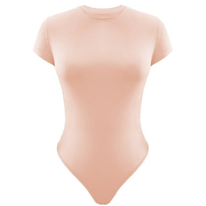 Sexy Tight-fitting Short-sleeved Jumpsuit Summer Solid Color Bodysuit Womens Clothing