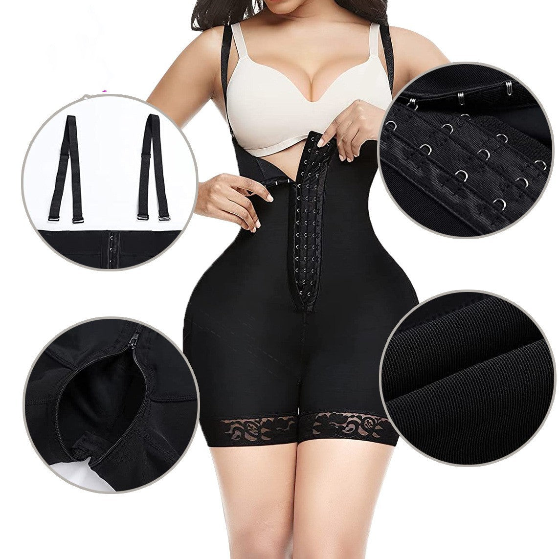 High Waist Body Zipper Belly Shaping Jumpsuit