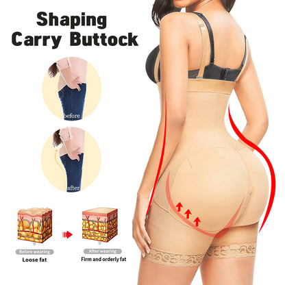 High Waist Body Zipper Belly Shaping Jumpsuit
