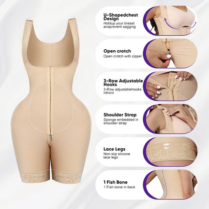 Double-Layer Spandex for Faja Full Body Shapewear Adjustable Compression Garment for Stage 2 Recovery Breathable Post Surgery