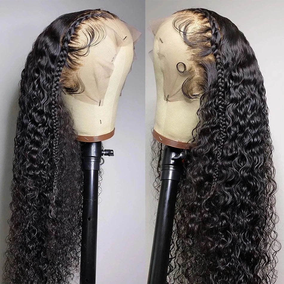 Water Wave Lace Front Human Hair Wigs Brazilian Deep Wave 360 HD Lace Frontal Wig Curly Human Hair Wigs For Women PrePlucked
