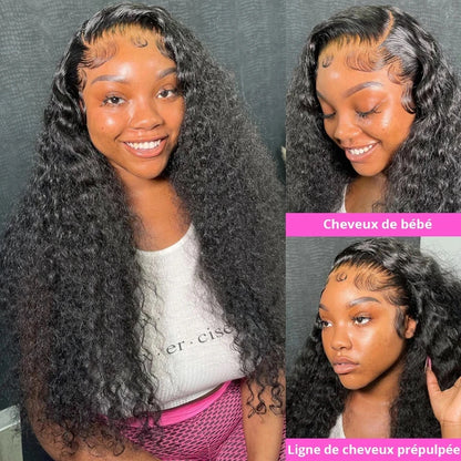 Water Wave Lace Front Human Hair Wigs Brazilian Deep Wave 360 HD Lace Frontal Wig Curly Human Hair Wigs For Women PrePlucked