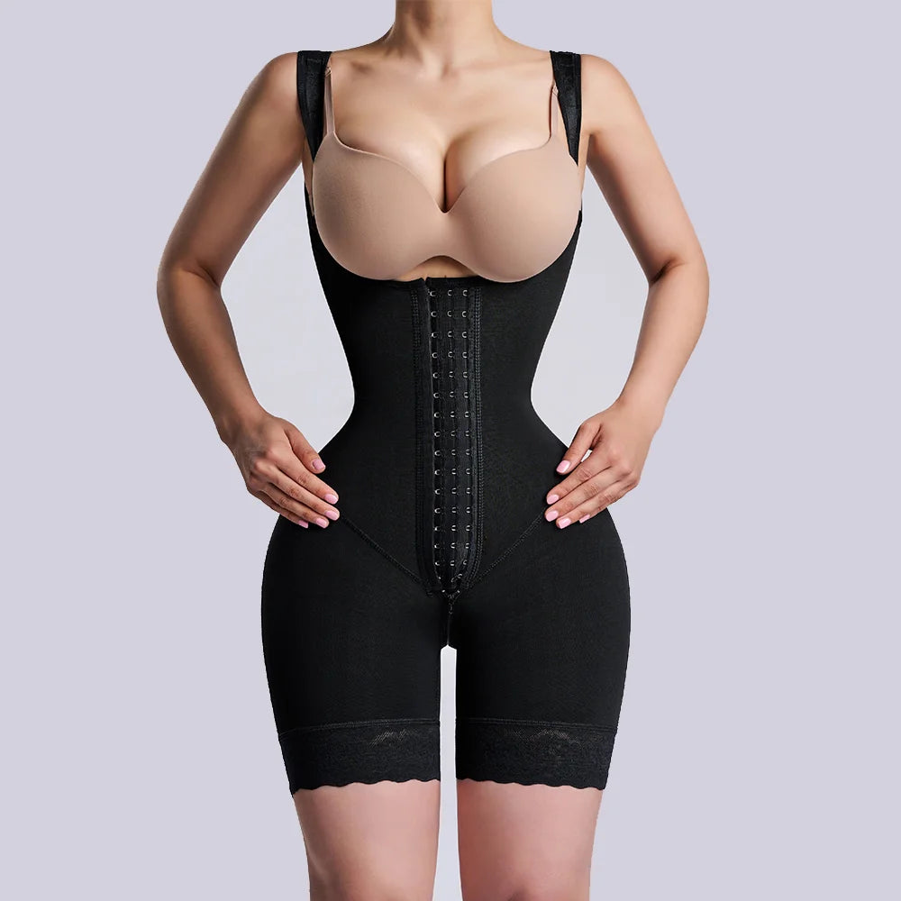 Hourglass Shapewear Mid-Leg Adjustable Hook and Eye Bodysuit High Compression Faja Colombianas Tummy Control Underwear