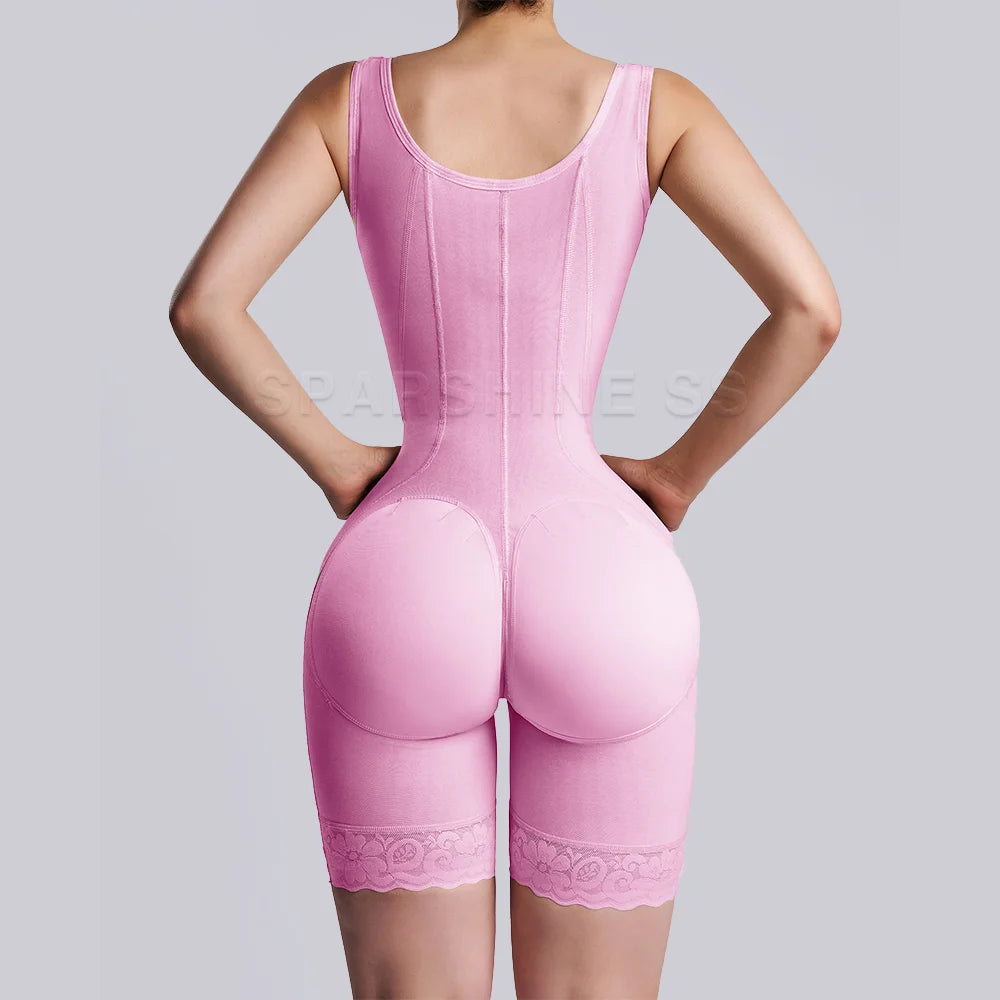 Hourglass Shapewear Mid-Leg Adjustable Hook and Eye Bodysuit High Compression Faja Colombianas Tummy Control Underwear