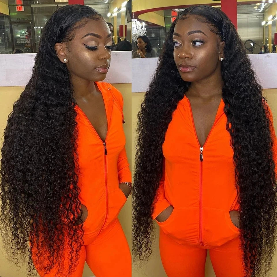 Water Wave Lace Front Human Hair Wigs Brazilian Deep Wave 360 HD Lace Frontal Wig Curly Human Hair Wigs For Women PrePlucked