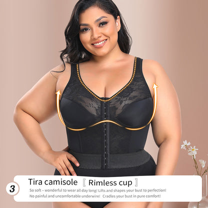 Lace Wireless Body Shaping Underwear Front Row Buttons Bra